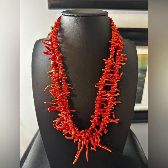 19", double strands graduated Branch Coral with a 14kt yellow gold insert clasp! - Picture 12 of 12